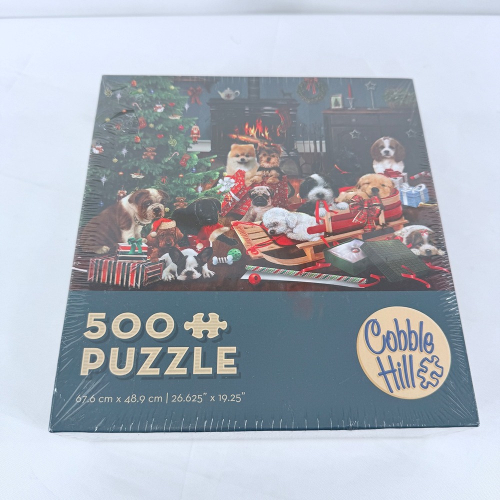 Cobble Hill Christmas Puppies 500 Piece Jigsaw Puzzle Holiday Dogs 57204 New